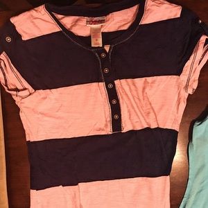 Blush and navy blue tee